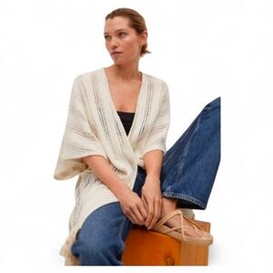 NWT MANGO Crochet Fringe Hemmed Kimono - XS / SMALL
